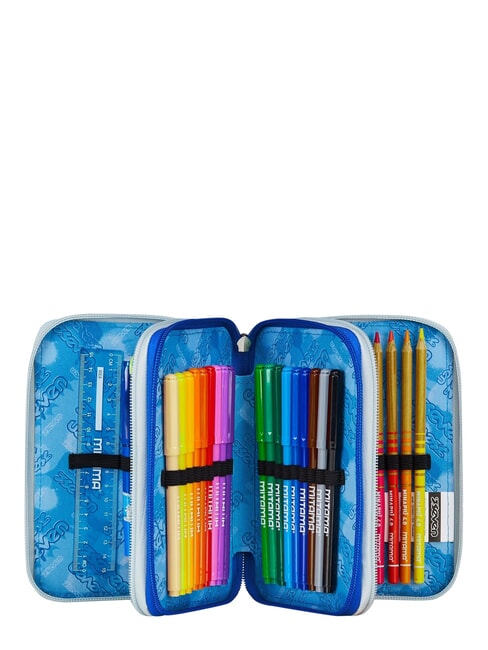 GET TOGETHER Trousse &agrave; crayons &agrave; 3 fermetures &eacute;clair bleu r&eacute;flexe - &Eacute;tuis et Accessoires