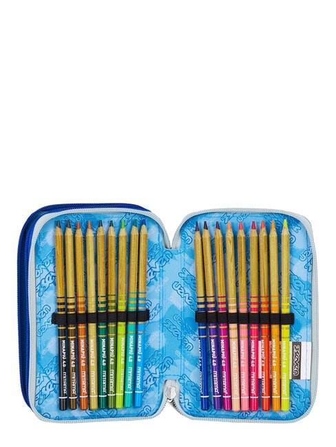 GET TOGETHER Trousse &agrave; crayons &agrave; 3 fermetures &eacute;clair bleu r&eacute;flexe - &Eacute;tuis et Accessoires