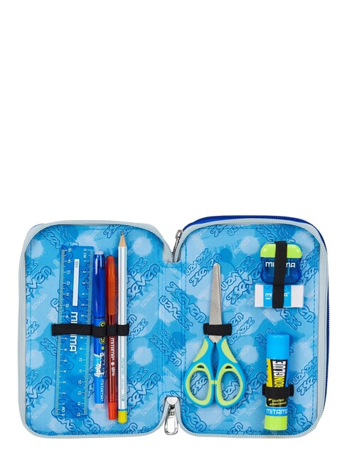 GET TOGETHER Trousse &agrave; crayons &agrave; 3 fermetures &eacute;clair bleu r&eacute;flexe - &Eacute;tuis et Accessoires