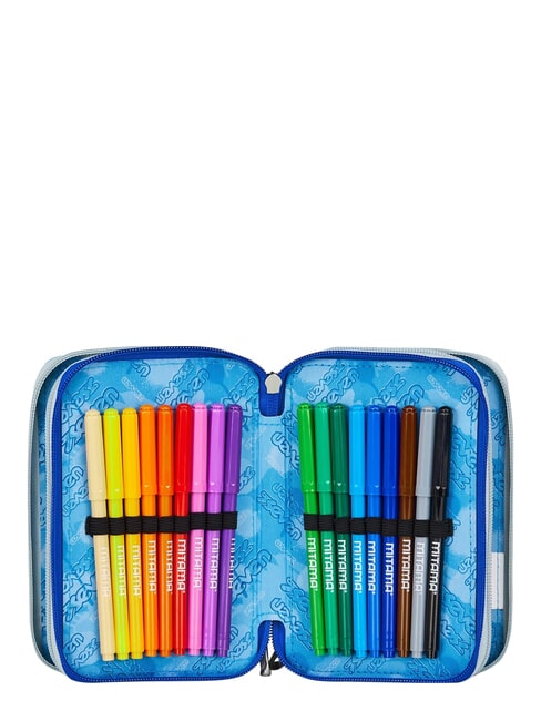 GET TOGETHER Trousse &agrave; crayons &agrave; 3 fermetures &eacute;clair bleu r&eacute;flexe - &Eacute;tuis et Accessoires
