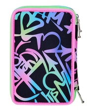 SEVEN GET TOGETHER Trousse &agrave; crayons &agrave; 3 fermetures &eacute;clair fuxiafluo - &Eacute;tuis et Accessoires - 2