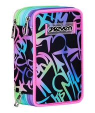 SEVEN GET TOGETHER Trousse &agrave; crayons &agrave; 3 fermetures &eacute;clair fuxiafluo - &Eacute;tuis et Accessoires - 3