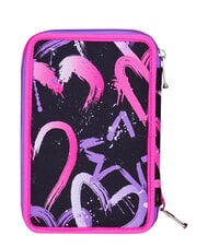 SEVEN GET TOGETHER Trousse &agrave; crayons &agrave; 3 fermetures &eacute;clair fraise rose - &Eacute;tuis et Accessoires - 2