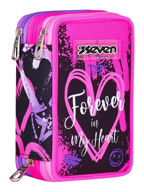 GET TOGETHER Trousse &agrave; crayons &agrave; 3 fermetures &eacute;clair fraise rose - &Eacute;tuis et Accessoires