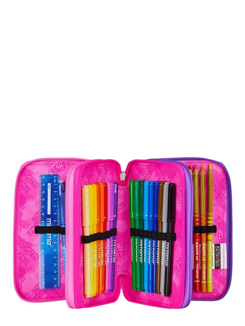 GET TOGETHER Trousse &agrave; crayons &agrave; 3 fermetures &eacute;clair fraise rose - &Eacute;tuis et Accessoires