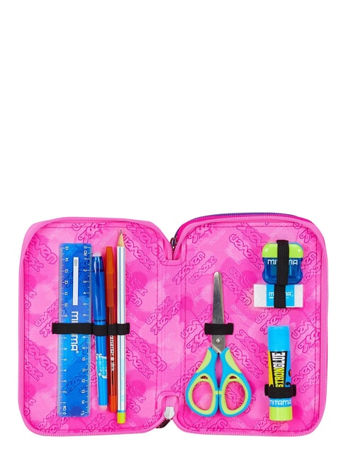 GET TOGETHER Trousse &agrave; crayons &agrave; 3 fermetures &eacute;clair fraise rose - &Eacute;tuis et Accessoires