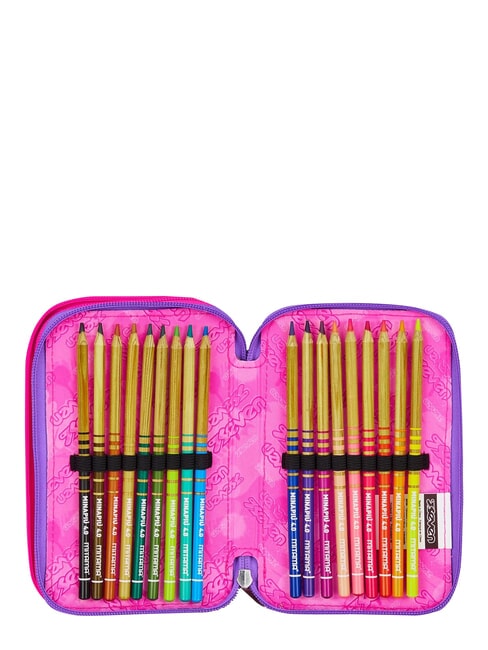 GET TOGETHER Trousse &agrave; crayons &agrave; 3 fermetures &eacute;clair fraise rose - &Eacute;tuis et Accessoires