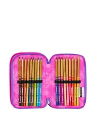 SEVEN GET TOGETHER Trousse &agrave; crayons &agrave; 3 fermetures &eacute;clair fraise rose - &Eacute;tuis et Accessoires - 7