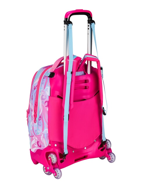 PLUSHY RABBIT Sac &agrave; dos trolley &agrave; 3 roues, amovible poup&eacute;e rose - Sacs &agrave; dos &agrave; roulettes