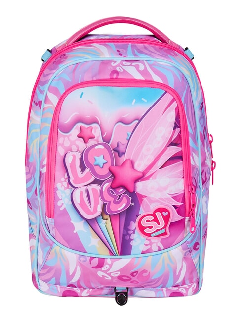 PLUSHY RABBIT Sac &agrave; dos trolley &agrave; 3 roues, amovible poup&eacute;e rose - Sacs &agrave; dos &agrave; roulettes