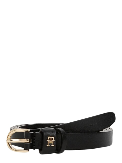 TH LOGO Ceinture fine en cuir pour femme le noir - Ceintures