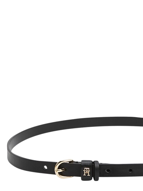 TH LOGO Ceinture fine en cuir pour femme le noir - Ceintures