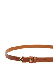 TOMMY HILFIGER TH LOGO Ceinture fine en cuir pour femme Cognac - Ceintures - 3
