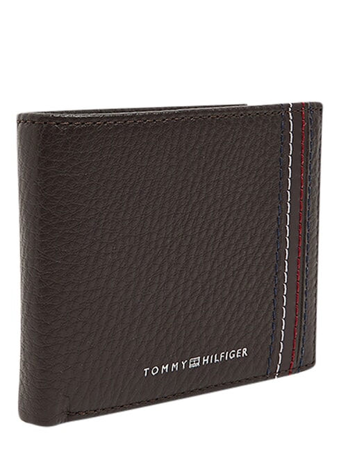 TH CENTRAL Portefeuille avec porte-cartes, en cuir caf&eacute; en grains - Portefeuilles Homme