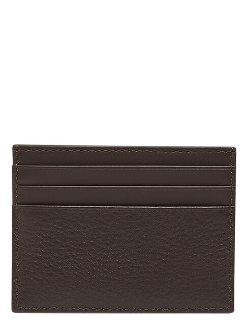 TH CENTRAL Porte-cartes de cr&eacute;dit en cuir caf&eacute; en grains - Portefeuilles Homme