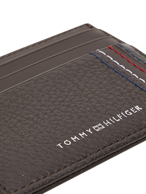 TH CENTRAL Porte-cartes de cr&eacute;dit en cuir caf&eacute; en grains - Portefeuilles Homme
