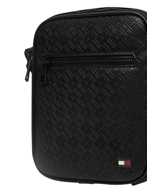 TH EMBOSSED FLAG petit sac &agrave; main le noir - Sacs en Bandouli&egrave;res pour Homme