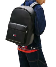 TOMMY HILFIGER TJ ESS DAILY PU Sac &agrave; dos avec poche avant le noir - Sacs &agrave; dos pour l'&Eacute;cole & les Loisirs - 2