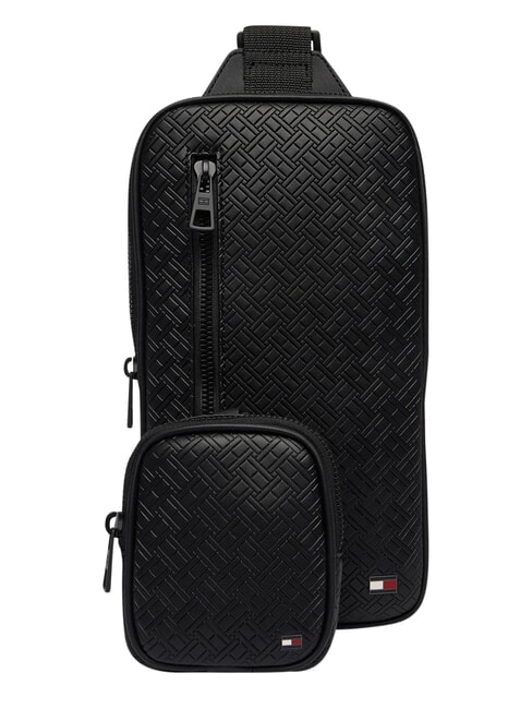 TH EMBOSSED FLAG Pochette &agrave; bandouli&egrave;re le noir - Sacs banane