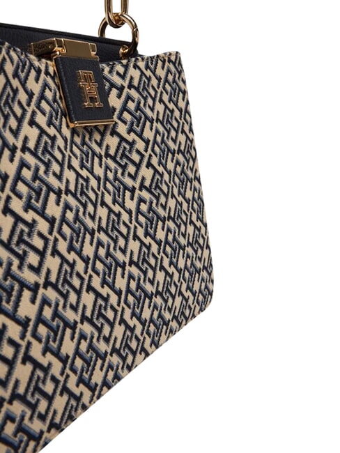 TH HER Sac &agrave; main avec bandouli&egrave;re bleu mono - Sacs pour Femme