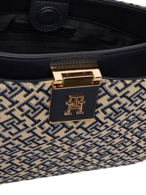 TH HER Sac &agrave; main avec bandouli&egrave;re bleu mono - Sacs pour Femme