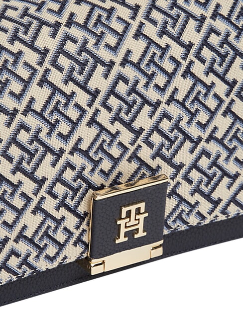 TH HER Sac &agrave; main avec bandouli&egrave;re bleu mono - Sacs pour Femme