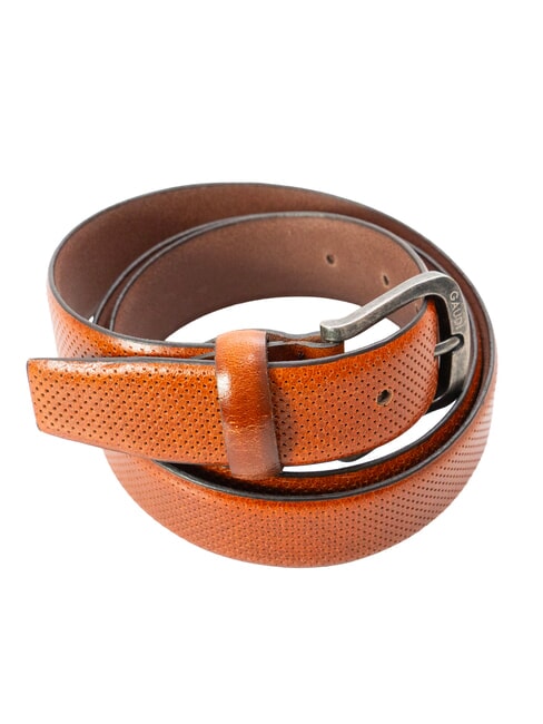 SANTA CROCE ceinture en cuir imprim&eacute; et arrondi tabac - Ceintures