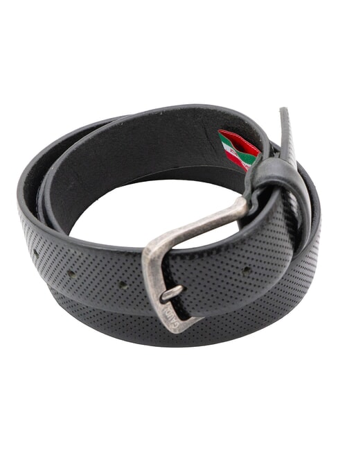 SANTA CROCE ceinture en cuir imprim&eacute; et arrondi NOIR - Ceintures