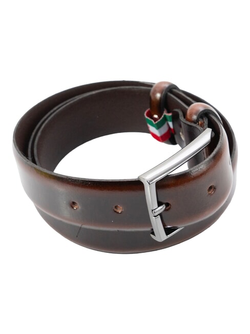 LUXURY Ceinture en cuir fabriqu&eacute;e en Italie marron fonc&eacute; - Ceintures