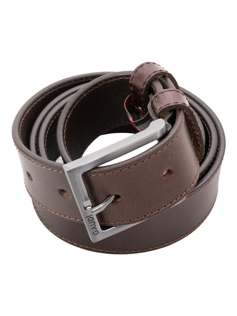 BRIDGE Ceinture en cuir fabriqu&eacute;e en Italie marron fonc&eacute; - Ceintures