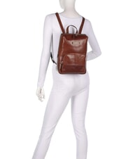 THE BRIDGE IOLANDA Sac &agrave; dos avec poche avant, en cuir MARRON - Sacs pour Femme - 5