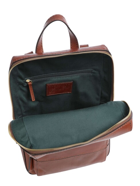 IOLANDA Sac &agrave; dos avec poche avant, en cuir MARRON - Sacs pour Femme