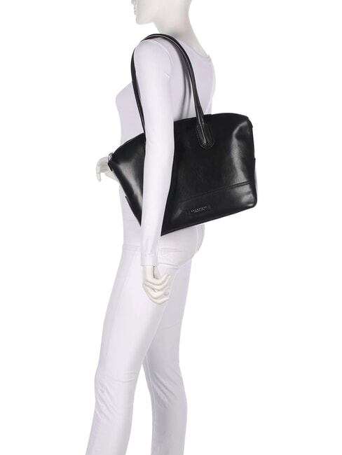 IOLANDA sac cabas bandouli&egrave;re en cuir black Gold - Sacs pour Femme