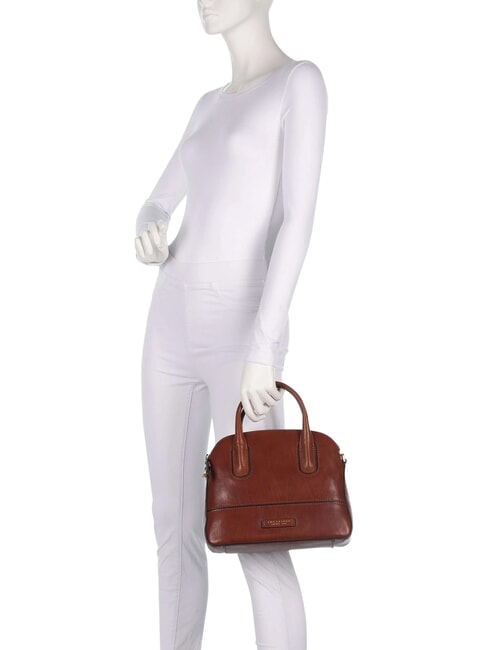 IOLANDA Sac &agrave; main en cuir, avec bandouli&egrave;re MARRON - Sacs pour Femme