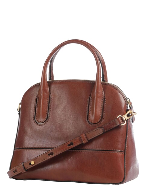 IOLANDA Sac &agrave; main en cuir, avec bandouli&egrave;re MARRON - Sacs pour Femme