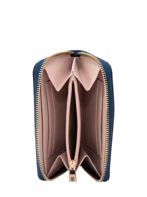 CAMELIA Portefeuille zipp&eacute; en cuir indigo+corolle int. - Portefeuilles Femme