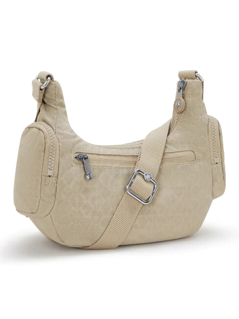 RIKKA MINI sac bandouli&egrave;re signature beige en relief - Sacs pour Femme