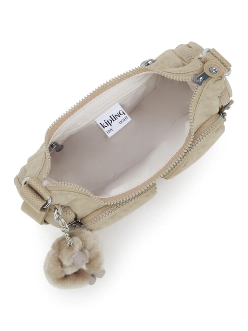RIKKA MINI sac bandouli&egrave;re signature beige en relief - Sacs pour Femme