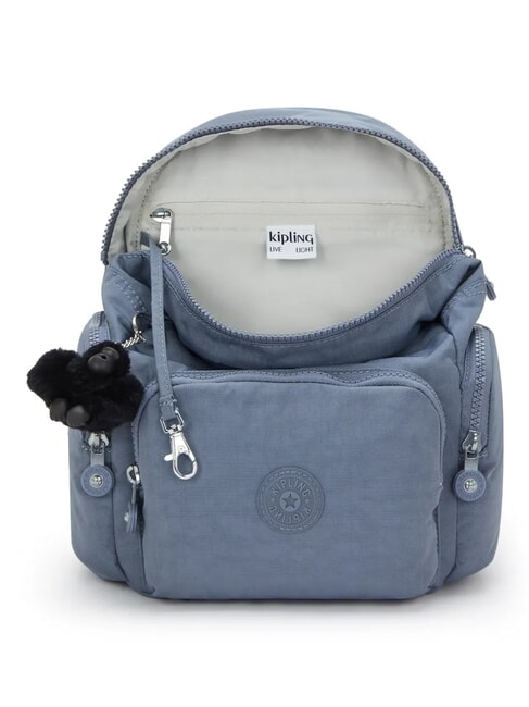 CITY ZIP MINI Petit sac &agrave; dos &agrave; rabat pierre bleue - Sacs pour Femme