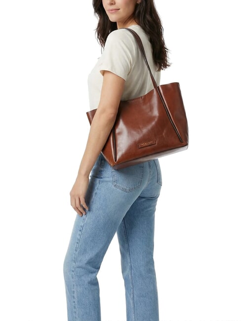 ICONS Sac cabas en cuir avec pochette MARRON - Sacs pour Femme