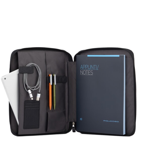 BRIEF ECOLOGICA Bloc-notes en tissu recycl&eacute; Noir - &Eacute;tui pour tablette & Organiseur