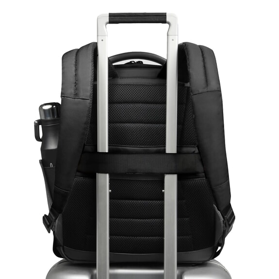 WOLLEM Sac &agrave; dos pour ordinateur portable 14 pouces en cuir mixte Noir - Sacs &agrave; dos pour ordinateur portable