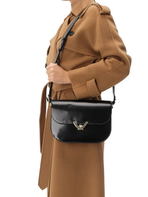 CAMPIONARIO - DEW SHINY CALF Sac bandouli&egrave;re en cuir bross&eacute; Noir - Sacs pour Femme