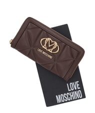 LOVE MOSCHINO EMBOSSED Grand portefeuille zipp&eacute; chocolat - Portefeuilles Femme - 4