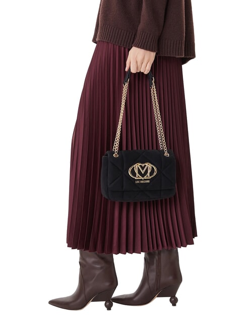 EMBOSSED Mini sac bandouli&egrave;re, avec cha&icirc;ne Noir - Sacs pour Femme