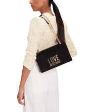 LOVE MOSCHINO PATCHY Sac bandouli&egrave;re, avec cha&icirc;ne Noir - Sacs pour Femme - 2