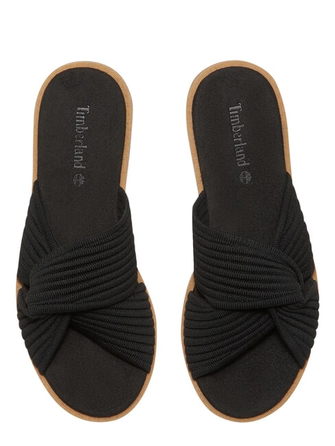 CALISTA BAY sandales en cuir mixte tricot noir - Chaussures Femme