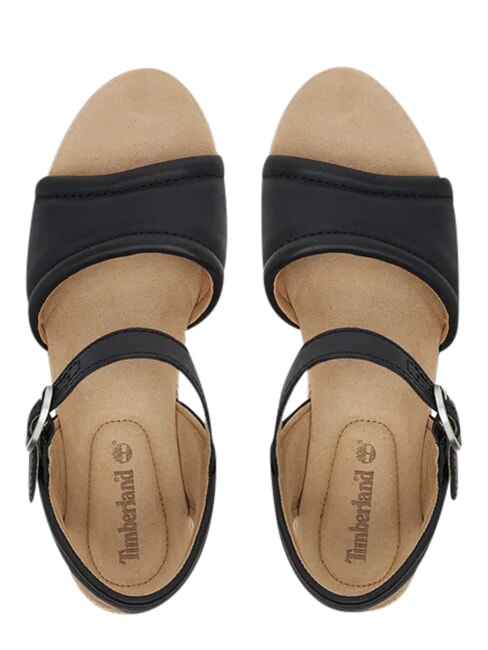 SANTORINI SUN sandales en cuir noir pleine fleur - Chaussures Femme