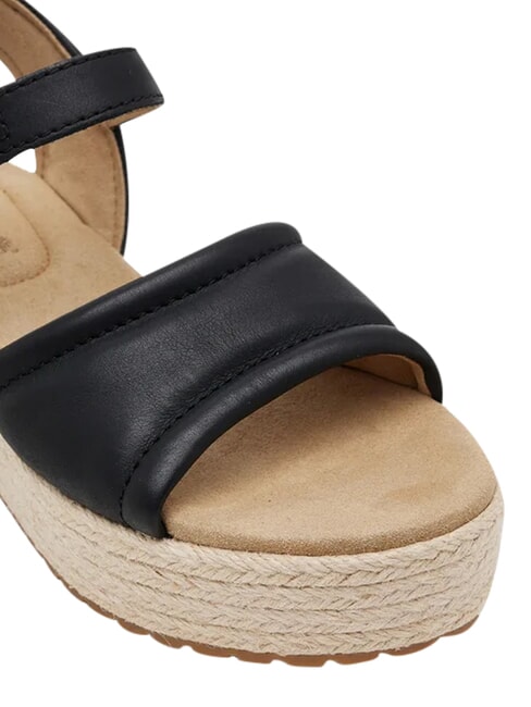 SANTORINI SUN sandales en cuir noir pleine fleur - Chaussures Femme