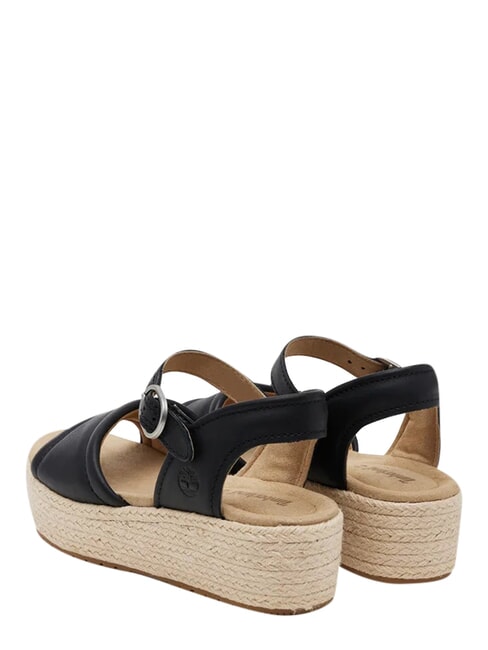 SANTORINI SUN sandales en cuir noir pleine fleur - Chaussures Femme